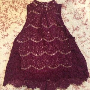 Maroon Lace sleeveless top/ Boutique